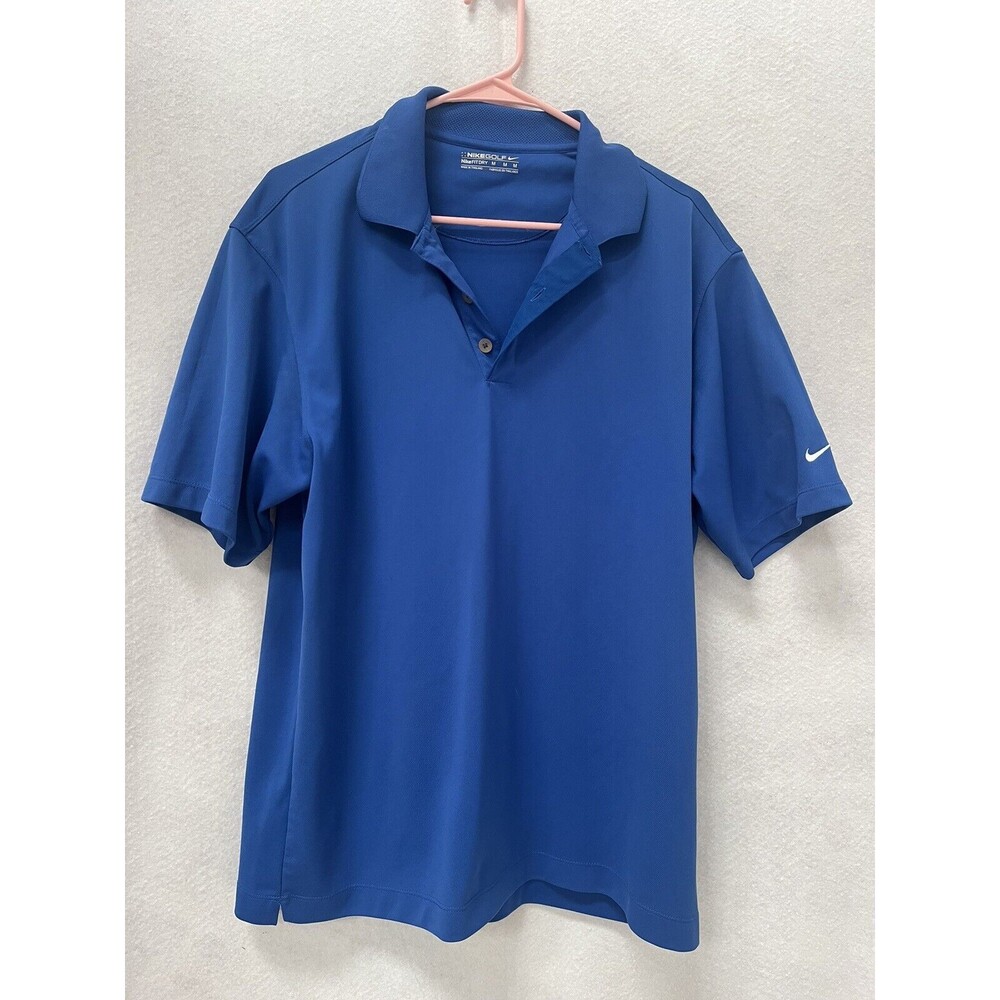 Nike Performance Polo Shirt Mens Med Short Sleeve Blue Dri-Fit Casual Golf